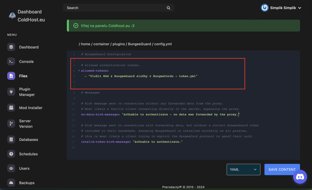 Jak EFEKTIVNĚ Zabezpečit BungeeCord - Upravení Souboru config.yml