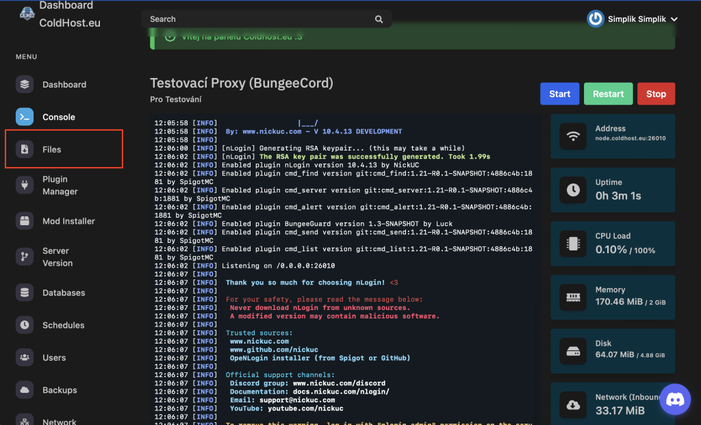 Jak Nastavit Přihlašování Na BungeeCord - Kliknutí Na Files
